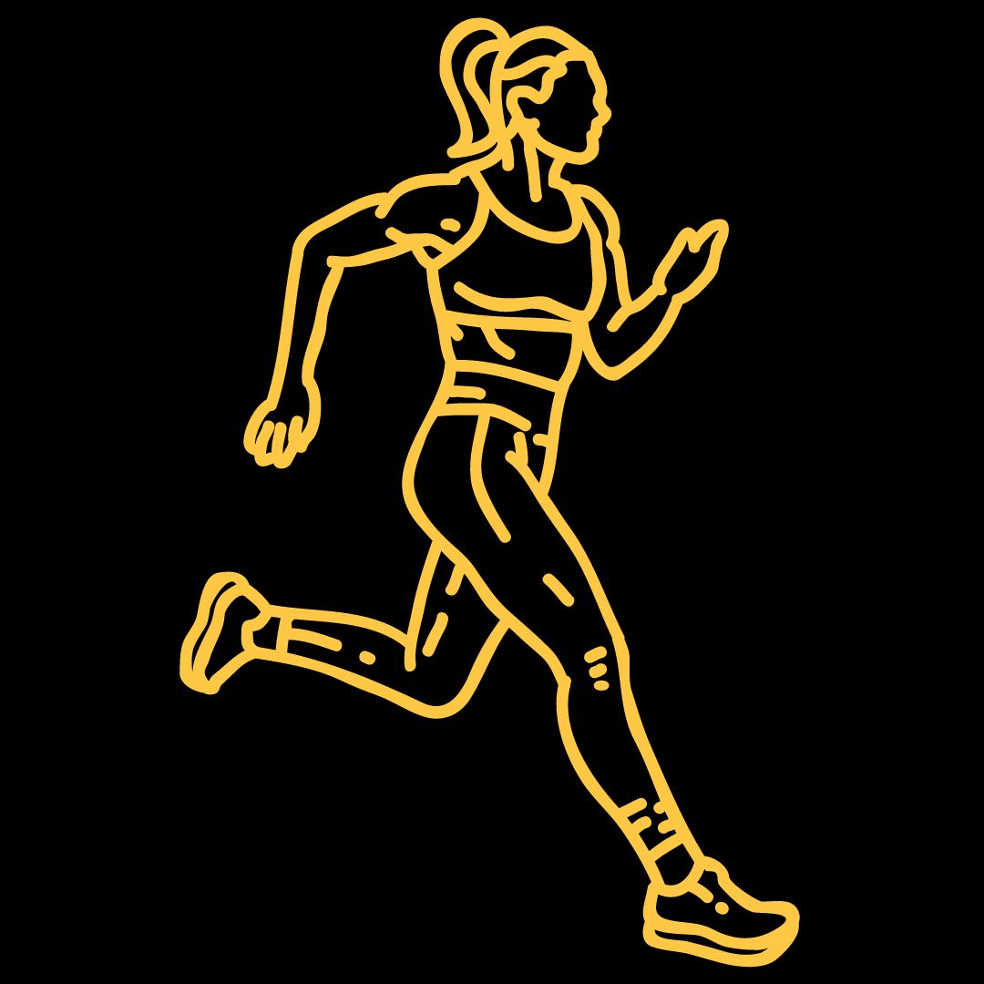 Yellow wireframe of woman running